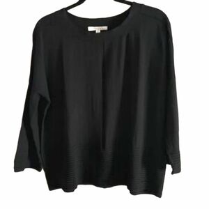 Cyrus Ribbed Hems Black Crew Neck Sweater